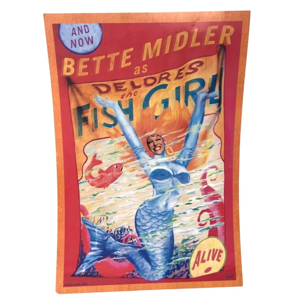 Vintage 2004 Bette Midler As Delores the Fish Girl Concert Poster 19x13 inches